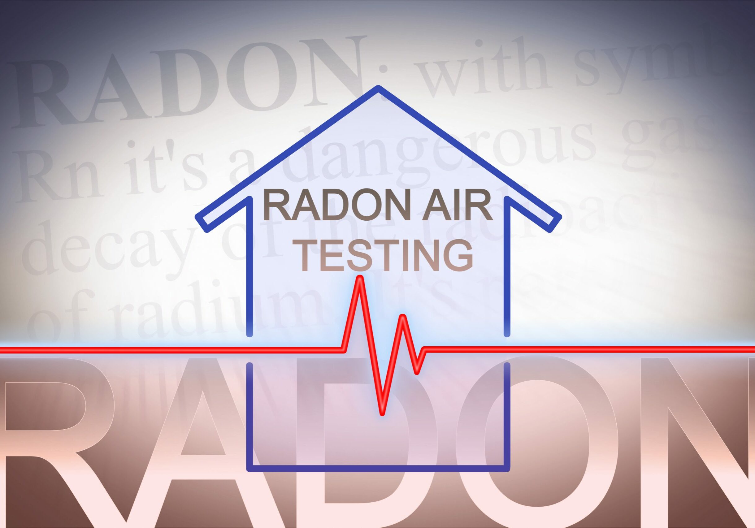 The danger of radon gas in our homes - concept image with check-up chart about radon level testing